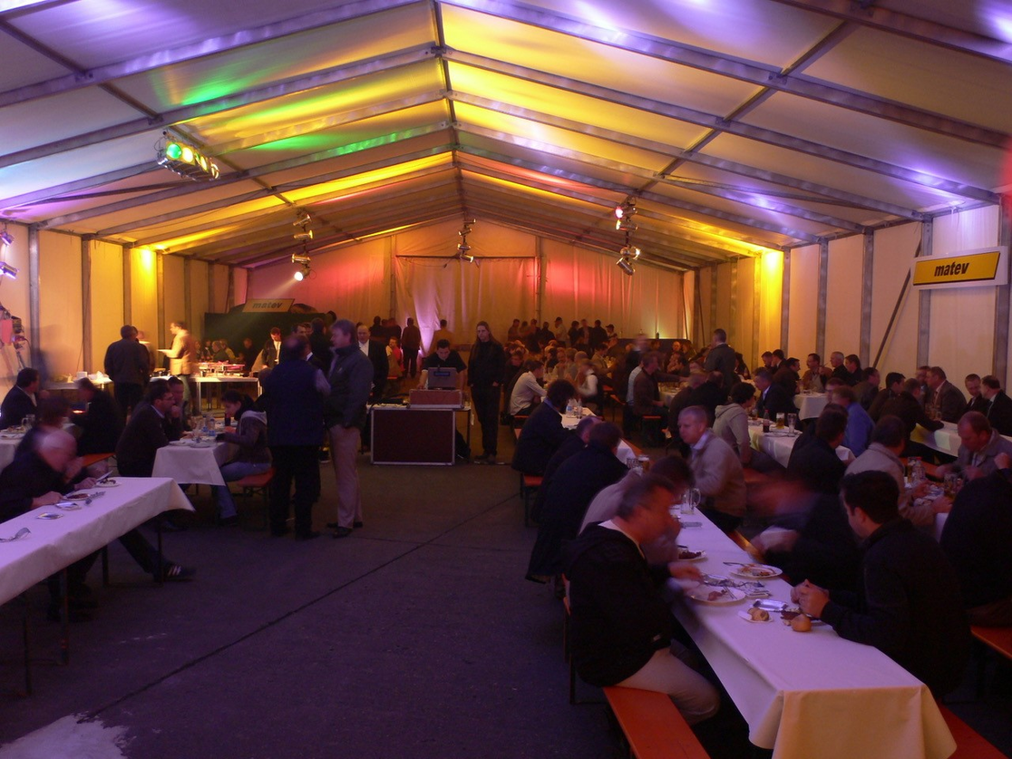 The now legendary matev trade fair parties - here still at the Langenzenn site - are launched.